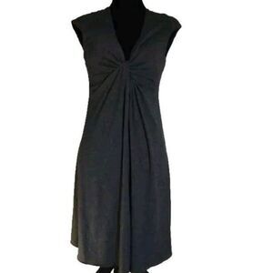Elegant‎ Sleeveless Charcoal Gray Twist-Front Midi Dress Evening Cocktail Party